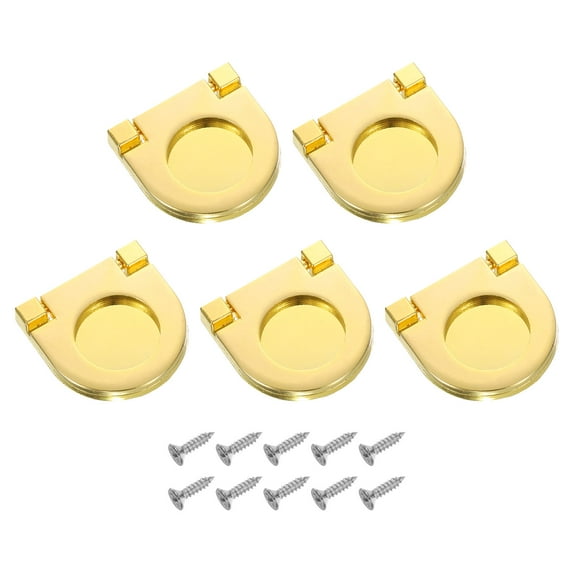 Uxcell 5 Pack Flush Pull Handle, 1.38 Inch Hidden Recessed Furniture Grip Ring Pull, Gold