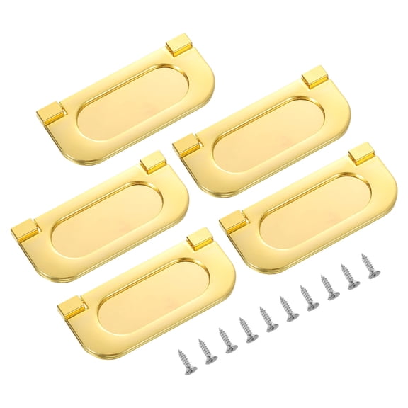Uxcell 5 Pack Flush Pull Handle, 3 Inch Hidden Recessed Furniture Grip Ring Pull, Gold