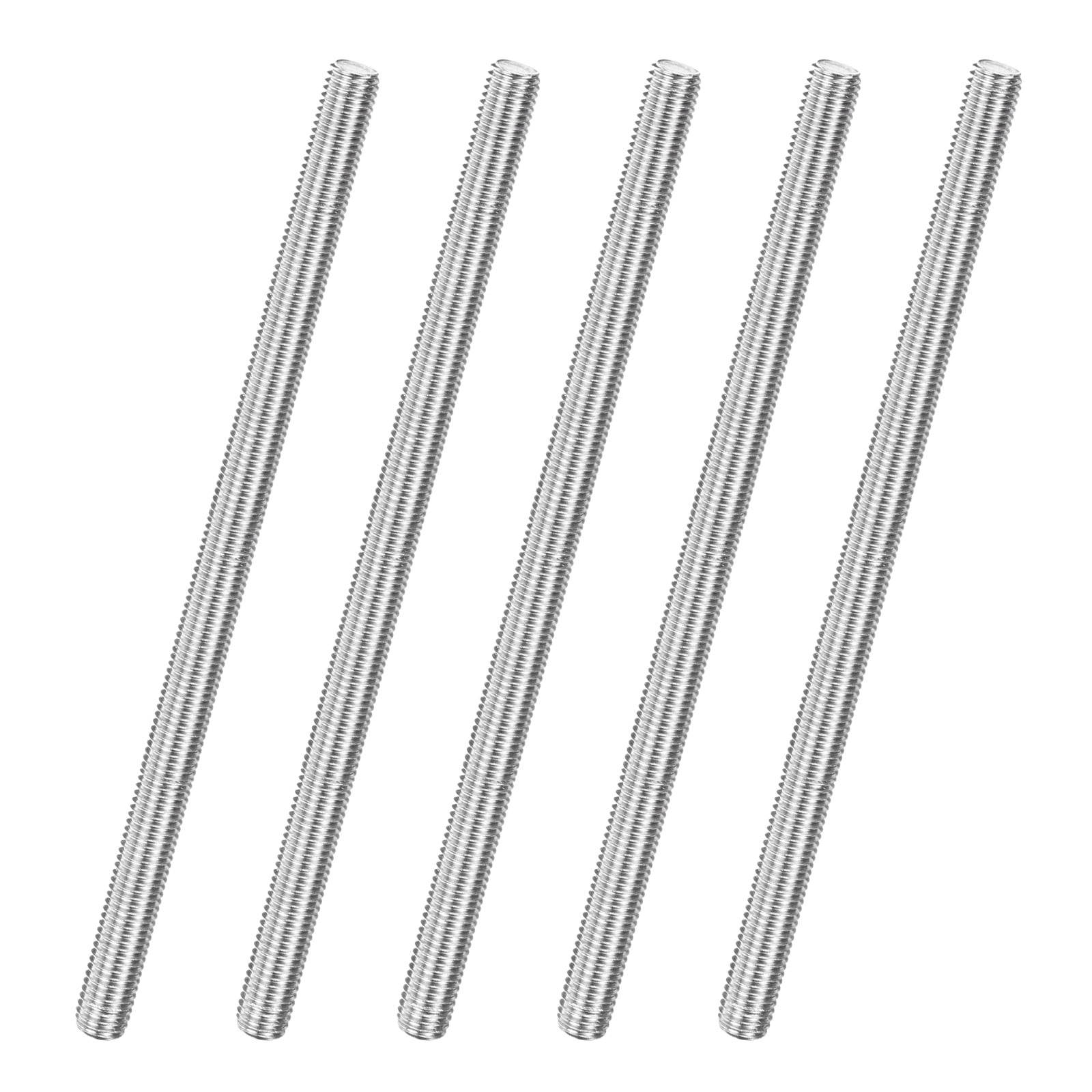 Uxcell 5-Pack Fully Threaded Rod, M10x200mm 304 Stainless Steel Right Hand Thread Bar Studs