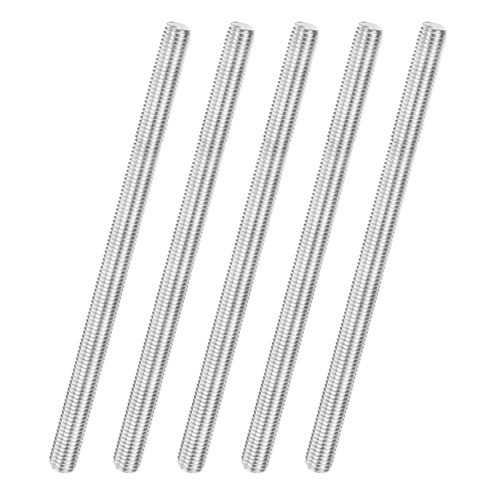 Uxcell 5-Pack Fully Threaded Rod, M12x200mm 304 Stainless Steel Right Hand Thread Bar Studs
