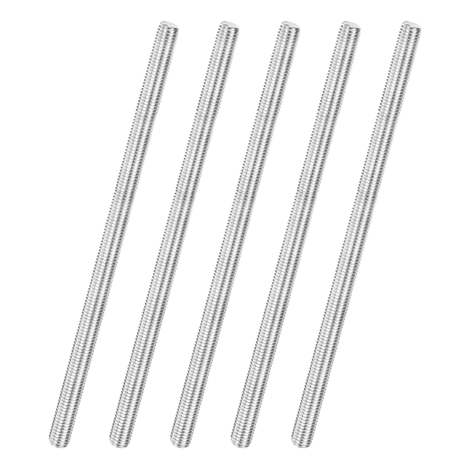 Uxcell 5-Pack Fully Threaded Rod, M12x250mm 304 Stainless Steel Right Hand Thread Bar Studs