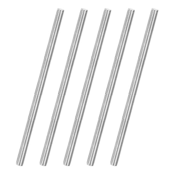 Uxcell 5-Pack Fully Threaded Rod, M6x140mm 304 Stainless Steel Right Hand Thread Bar Studs