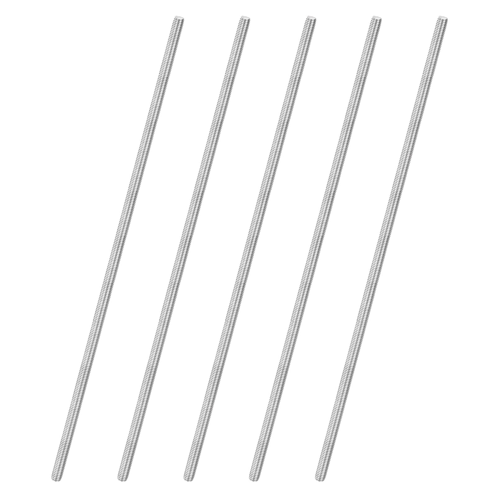 Uxcell 5-Pack Fully Threaded Rod, M8x400mm 304 Stainless Steel Right Hand Thread Bar Studs