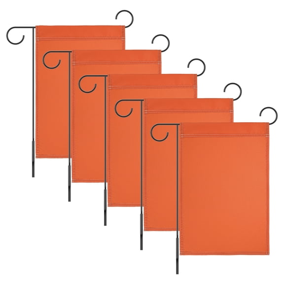 Uxcell 5-Pack Garden Flags, 18x12 Inch Polyester Rectangular Large Solid Color Blank Sublimation Flags [Orange]
