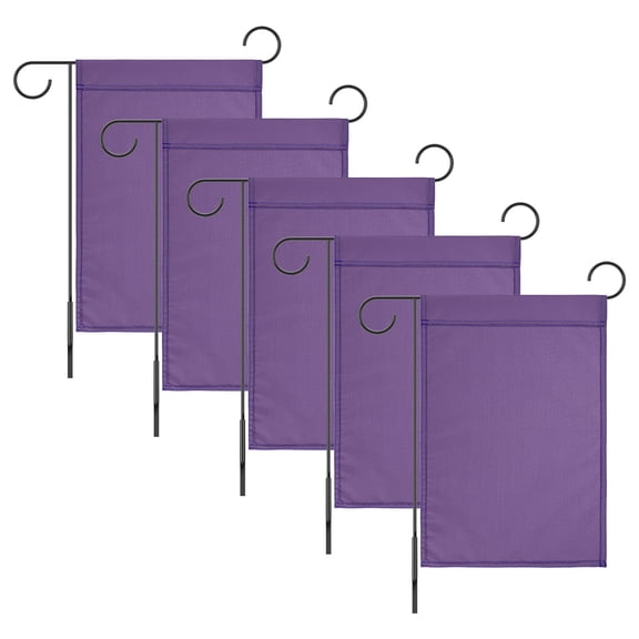 Uxcell 5-Pack Garden Flags, 18x12 Inch Polyester Rectangular Large Solid Color Blank Sublimation Flags [Purple]