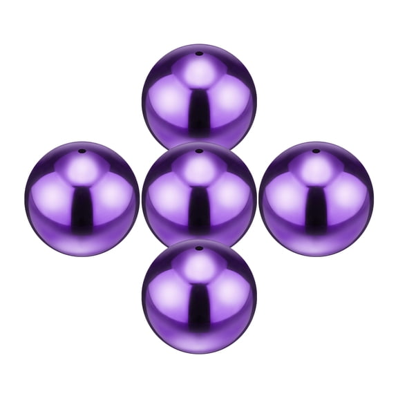 Uxcell 5-Pack Garden Gazing Globes Ball 2 Inch 201 Stainless Steel Hollow Mirror Ball for Home, Outdoor Gloss Purple