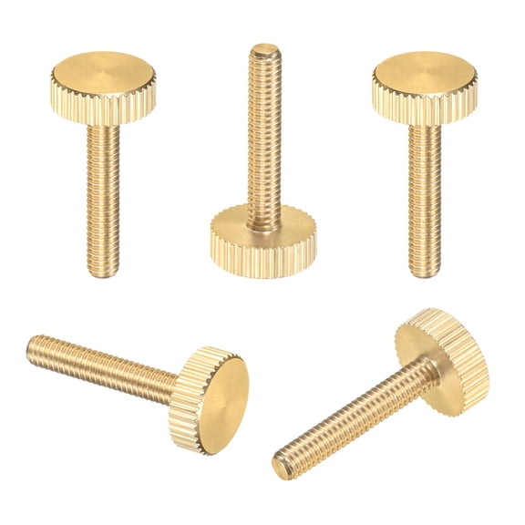 Uxcell 5-Pack Knurled Thumb Screws, M4x22mm Solid Brass Flat Head Knobs Bolts