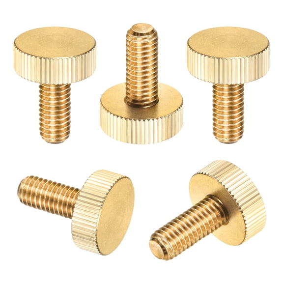 Uxcell 5-Pack Knurled Thumb Screws, M8x20mm Solid Brass Flat Head Knobs Bolts