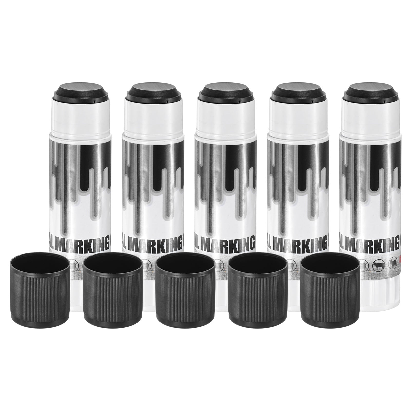 Uxcell 5-Pack Livestock Marker, 11.6 cm/4.6 Inches Medium Animal Crayons for Pig/Cattle/Cow/Sheep Supplies [Black]