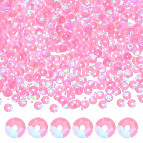 Uxcell 6000-Pack Loose Sequins, 6 mm Round Cup Rainbow Sequins Paillettes for DIY Projects/Sewing [Pink]