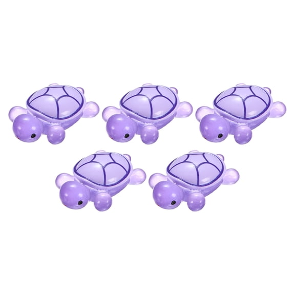 Uxcell 5-Pack Luminous Large Resin Turtles, 3.39" Glow in the Dark Tiny Sea Turtle for Fairy Garden/Micro Landscaping/Dollhouse, Cute Miniature Ocean Animal Figurine to Hide [Purple]