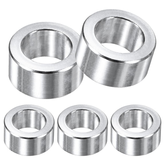 Uxcell 5-Pack M10 Aluminum Spacers 10.2mm/ ID x 16mm/ OD x 8mm/ L Round  Metal Spacer for Screws Bolts