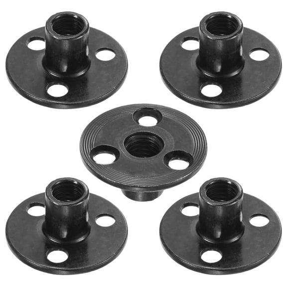 Uxcell 5-Pack M10x17mm T-Nuts Zinc Plated Carbon Steel Tee Nut 3-Hole Round Base Weld Nuts Black