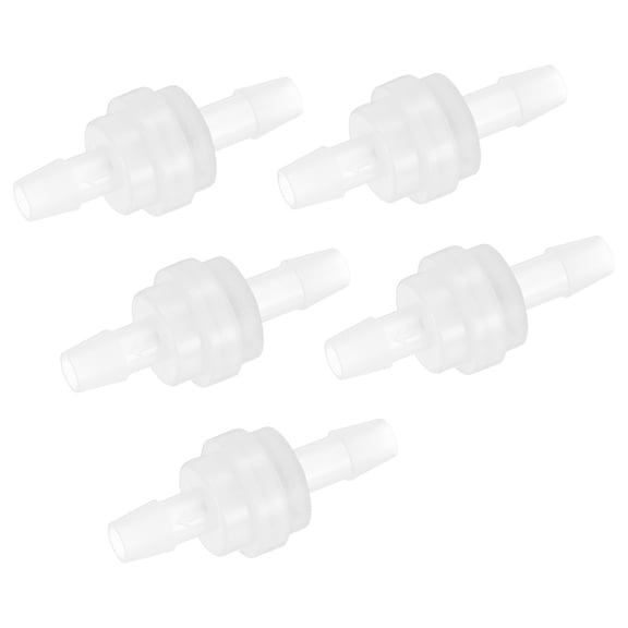 Uxcell 5-Pack One Way Check Valve, 1/4" Barb Hose Non Return Plastic Ozone Resistance Check Valve 1.76" [Clear]