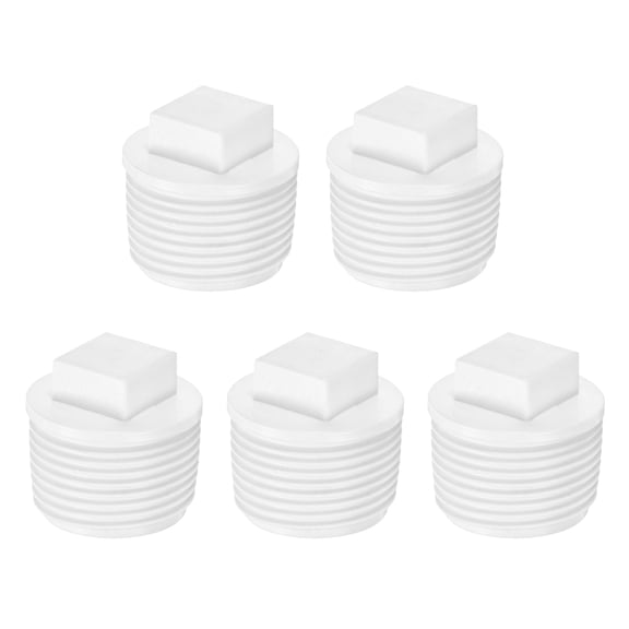 Uxcell 5-Pack PVC Male Threaded Pipe End Cap, 3/4" PVC BSPT Male Threaded Pipe Cleanout End Cap Plug Coupling Adaptor Fitting [White]