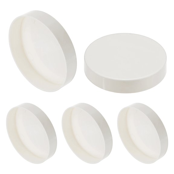 Uxcell 5-Pack PVC Pipe End Cap Plug, 2.9 Inch ID Furniture Grade Plug Coupling Pipe Fitting Socket Adapter [White]