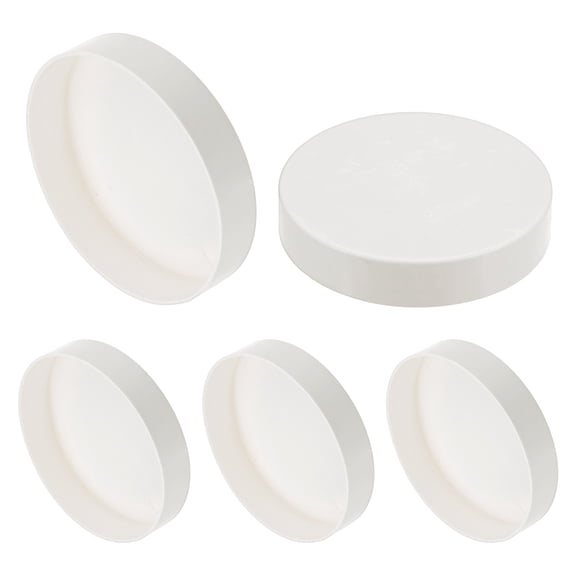 Uxcell 5-Pack PVC Pipe End Cap Plug, 3.5 Inch ID Furniture Grade Plug Coupling Pipe Fitting Socket Adapter [White]