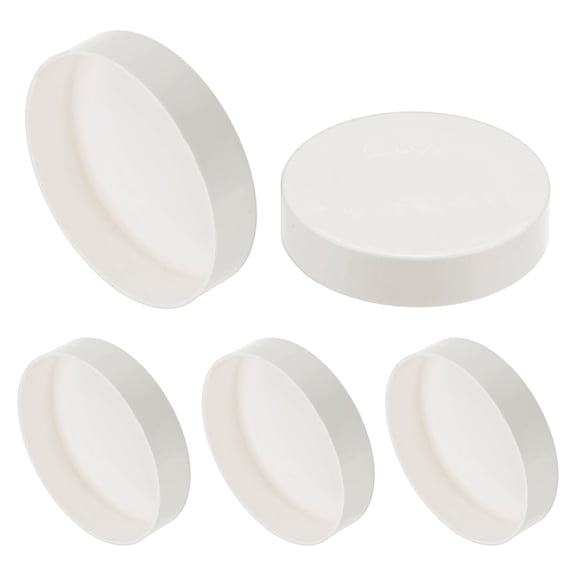 Uxcell 5-Pack PVC Pipe End Cap Plug, 3 Inch ID Furniture Grade Plug Coupling Pipe Fitting Socket Adapter [White]