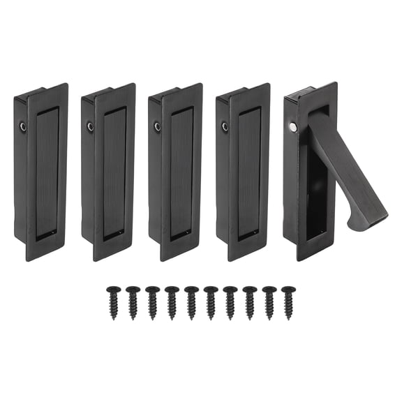 Uxcell 5 Pack Pocket Door Handles, 304 Stainless Steel Door Edge Pull, Pocket Door Hardware for Sliding Cabinet, Home, Office, Hotels, Black