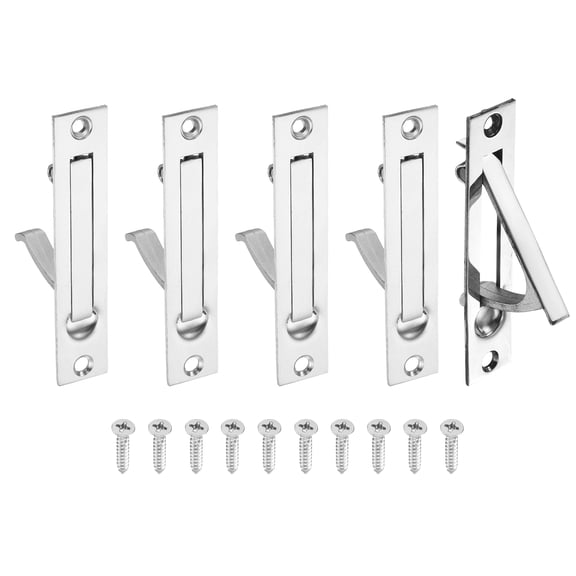 Uxcell 5 Pack Pocket Door Handles, 304 Stainless Steel Door Edge Pull, Pocket Door Hardware for Sliding Cabinet, Home, Office, Hotels, Polished