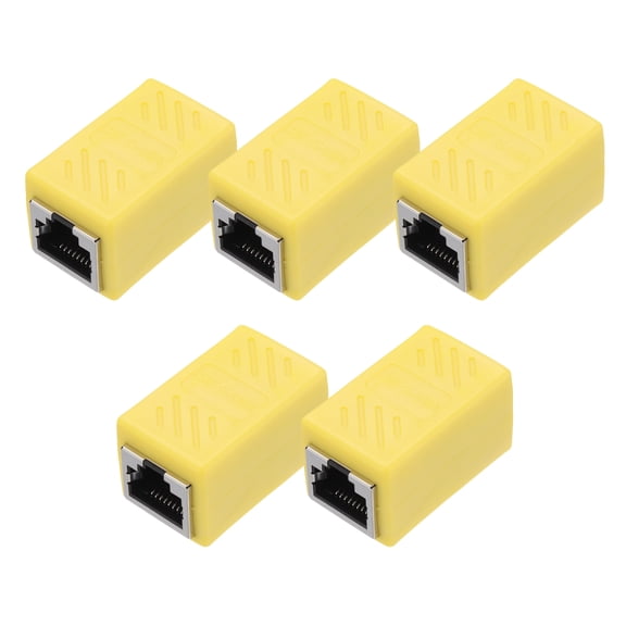 Uxcell 5 Pack RJ45 Ethernet Coupler, Female to Female Cat6 Coupler Ethernet Extension Adapter Network Connector Yellow