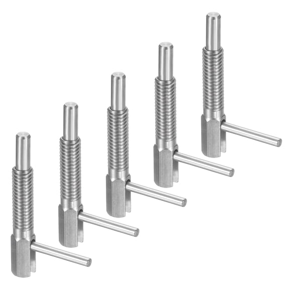 Uxcell 5 Pack Retractable Indexing Plunger Pin, M6 L Spring Plunger Stainless Steel Spring Loaded Latch Telescopic Locking Pin for Machinery Shipbuilding