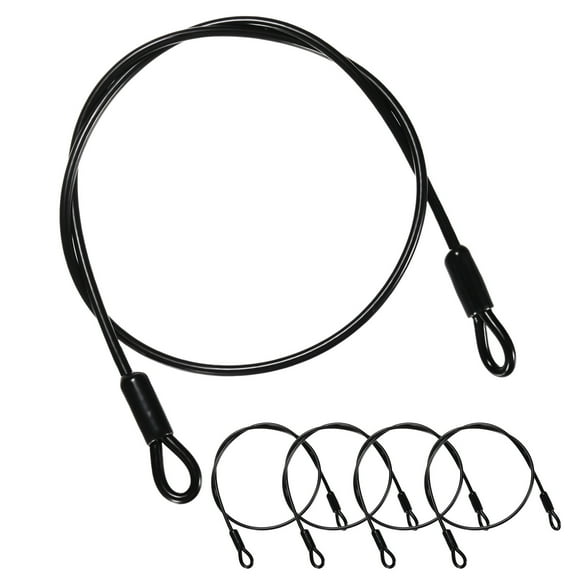 Uxcell 5-Pack Security Cable Lock, 3FT 5mm Coated Stainless Steel Luggage Lock Wire Rope Cut-Resistant Braided Steel Cable [Black]