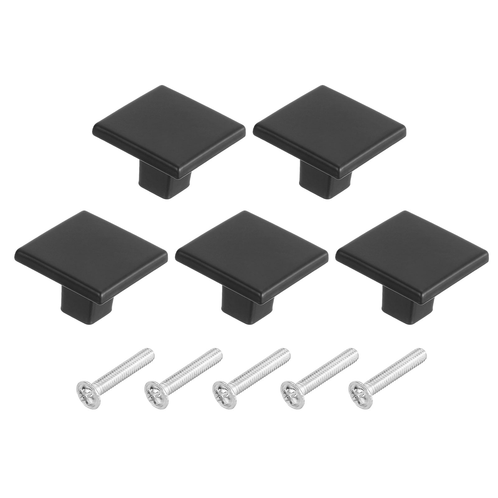 Uxcell 5 Pack Square Cabinet Knobs, 1.2 Inch Square Kitchen Cabinet Knob Aluminum Alloy Solid Drawer Knob Handle Pulls for Kitchen Cabinets Bedroom Dresser Wardrobe, Black