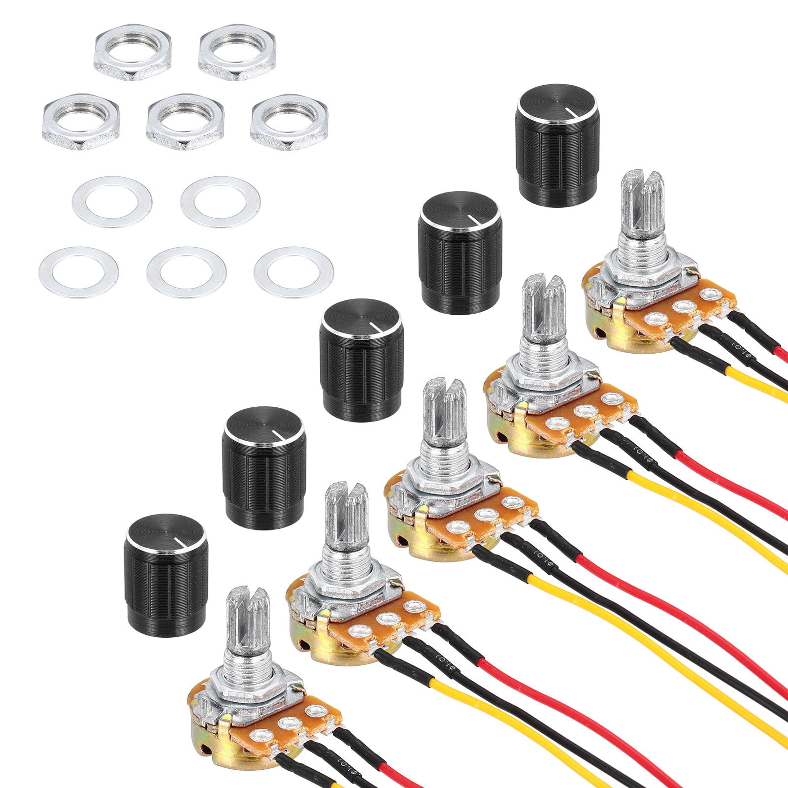 Uxcell 5 Pack WH148 Potentiometer B10K Ohm Single-Joint 3 Terminals ...