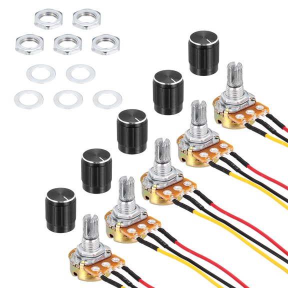 Uxcell 5 Pack WH148 Potentiometer B1K Ohm Single-Joint 3 Terminals 20cm JST-XH2.54 Connector Wire With Knob Cap
