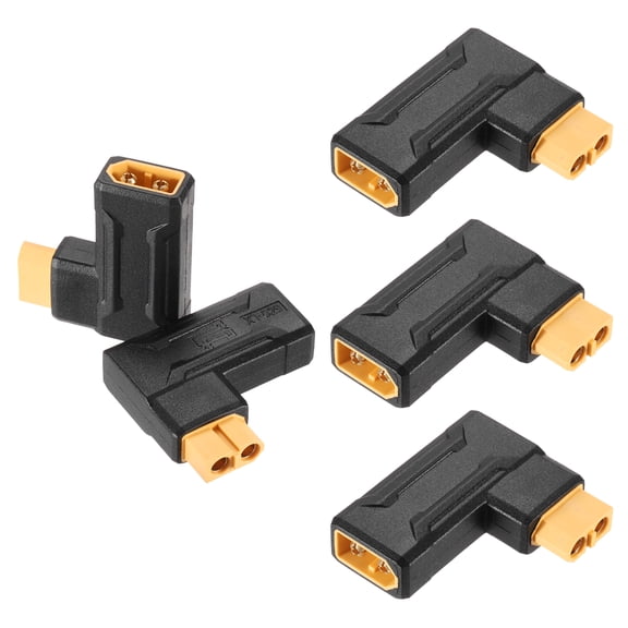 Uxcell 5 Pack XT60 Adapter, XT60 Male Bend to XT60 Female Wireless Adapter, XT60 Connectors Wireless for RC Models, FPV Monitor Power, Lipo Battery