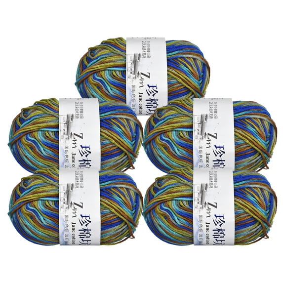 Uxcell 5 Pack of 50g Cotton Blend Yarn Crochet Craft Yarns for Knitting Brown Blue