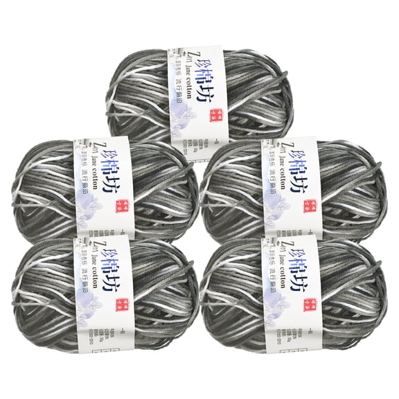 Uxcell 5 pack of 50g Cotton Blend Yarn Crochet Craft Yarns for Knitting Grey White