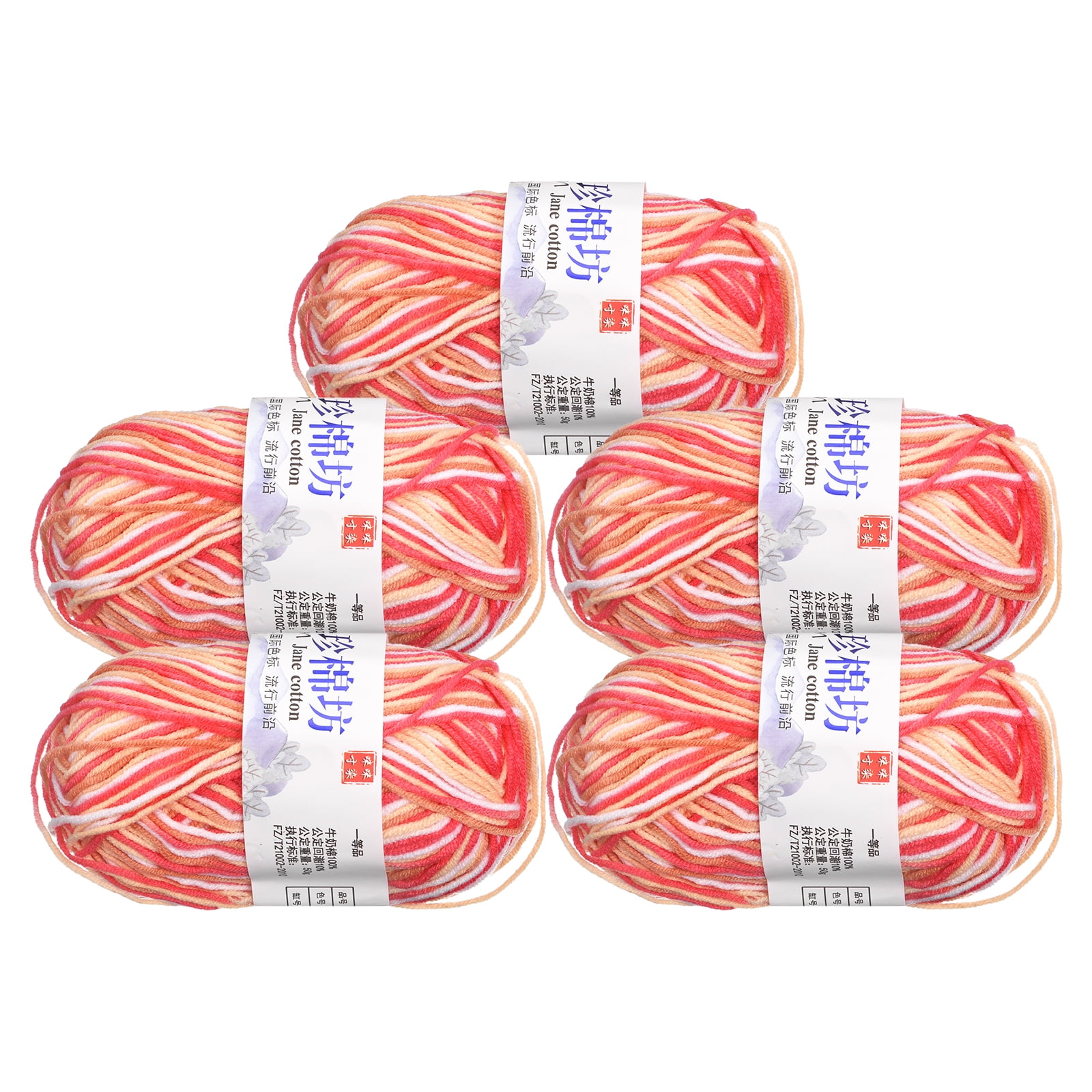 Uxcell 5 Pack of 50g Cotton Blend Yarn Crochet Craft Yarns for Knitting