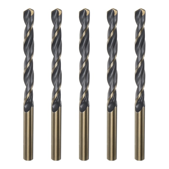 Uxcell 5 Packs 6.5mm Black Nitride & Gold Titanium Coated High Speed Steel (HSS) 4341 Twist Drill Bits