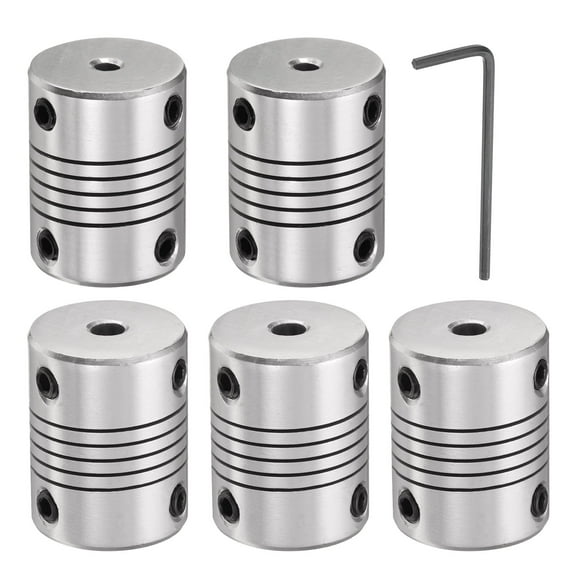 Uxcell 5 Packs Aluminum Alloy Shaft Coupling 3mm to 4mm, Flexible Coupling Motor Connector Joint (L25xD19)