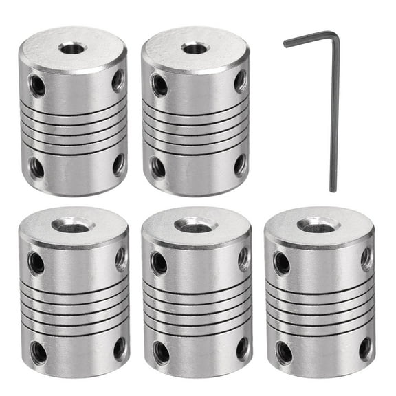 Uxcell 5 Packs Aluminum Alloy Shaft Coupling 4mm to 5mm, Flexible Coupling Motor Connector Joint (L25xD19)