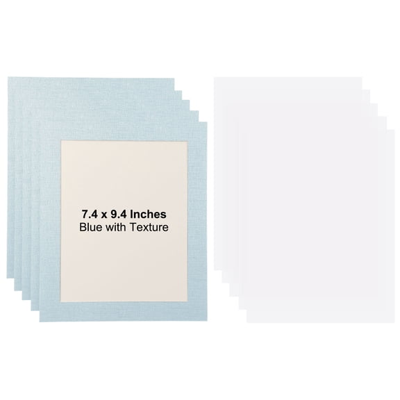 Uxcell 5 Packs Cardboard Picture Frame, 9.8 x 11.8 Inch Photo Wall Display Paper Frame with Clear Film for Drawing Artwork Display Gallery Wall Frame Exhibition, Blue Linen