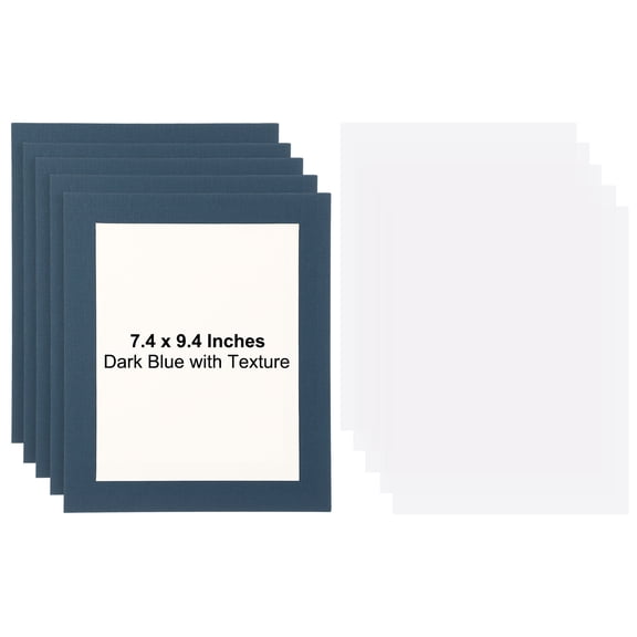 Uxcell 5 Packs Cardboard Picture Frame, 9.8 x 11.8 Inch Photo Wall Display Paper Frame with Clear Film for Drawing Artwork Display Gallery Wall Frame Exhibition, Dark Blue Linen
