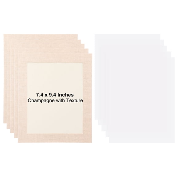 Uxcell 5 Packs Cardboard Picture Frame, 9.8 x 11.8 Inch Photo Wall Display Paper Frame with Clear Film for Drawing Artwork Display Gallery Wall Frame Exhibition, Champagne Textured