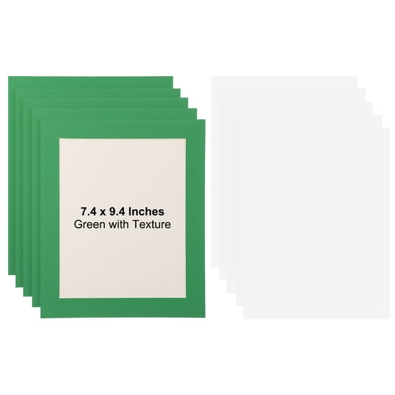 Uxcell 5 Packs Cardboard Picture Frame, 9.8 x 11.8 Inch Photo Wall Display Paper Frame with Clear Film for Drawing Artwork Display Gallery Wall Frame Exhibition, Green Textured