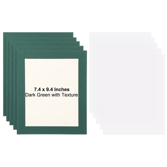 Uxcell 5 Packs Cardboard Picture Frame, 9.8 x 11.8 Inch Photo Wall Display Paper Frame with Clear Film for Drawing Artwork Display Gallery Wall Frame Exhibition, Dark Green Textured