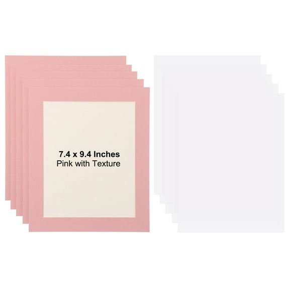 Uxcell 5 Packs Cardboard Picture Frame, 9.8 x 11.8 Inch Photo Wall Display Paper Frame with Clear Film for Drawing Artwork Display Gallery Wall Frame Exhibition, Pink Textured
