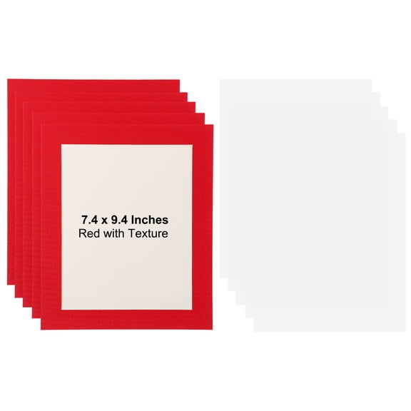 Uxcell 5 Packs Cardboard Picture Frame, 9.8 x 11.8 Inch Photo Wall Display Paper Frame with Clear Film for Drawing Artwork Display Gallery Wall Frame Exhibition, Red Linen