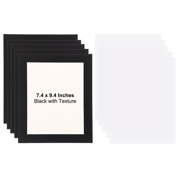 Uxcell 5 Packs Cardboard Picture Frame, 9.8 x 11.8 Inch Photo Wall Display Paper Frame with Clear Film for Drawing Artwork Display Gallery Wall Frame Exhibition, Black Linen