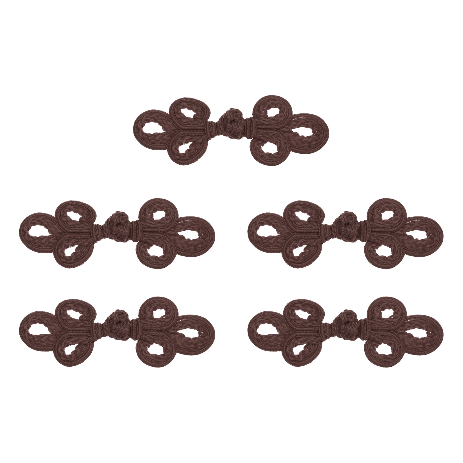 Chinese Frog Button Closure - Black, Five Loops, Large Size (1.5"x3.25"), 1 Pair