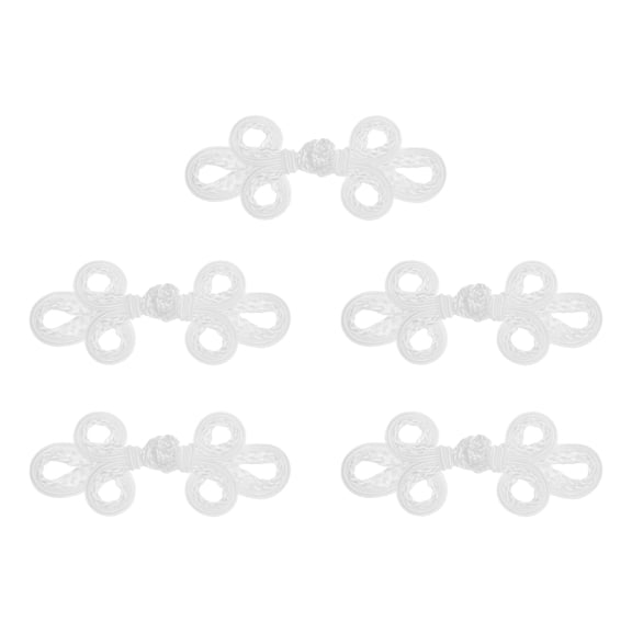 Uxcell 5Pairs Chinese Knots Frog Buttons White Sewing Buttons Fasteners
