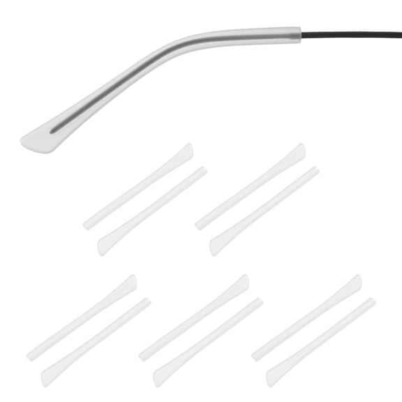 Uxcell 5 Pairs Eye Glass Replacement Temples, Silicone Anti-Slip Eyeglass End Tips Glasses Retainers Fits 1x2mm for Rectangle Thin Metal Eyeglass Sunglasses Temple, Clear