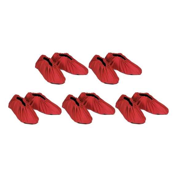 Uxcell 5 Pairs Shoe & Boot Covers, Reusable Cotton Non-Slip Shoe Covers for Indoors, Red