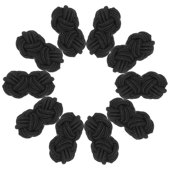 Uxcell 5 Pairs Silk Knot Cufflinks, Elastic Fabric Shirt Cufflinks, Twist Knot Dress Accessories Cuff Link for Men, Women, Business, Gift, Wedding, Black